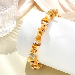 天然琥珀チップビーズストレッチブレスレット（女性・男性用）  内径：2.22インチ（5.65cm）&nbsp;BJEW-JB13704