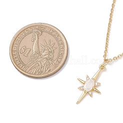 Brass Glass Star Pendant 304 Stainless Steel Cable Chain Necklaces for Women&nbsp;NJEW-JN05544