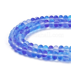 曇った透明ガラスビーズ連売り  ロンデル  モーブ  8x5mm  穴：1mm  約75個/連  14.96''（38センチメートル）&nbsp;FGLA-M002-01E