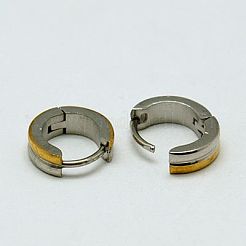 個性的ユニセックス 304 ステンレススチール ハギー フープ イヤリング  厚手フープピアス  ゴールドカラー  9x9~10x2.5~3mm  ピン：0.5mm&nbsp;EJEW-G120-37C