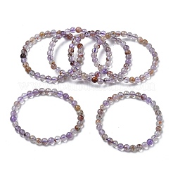 天然ロドライトクォーツラウンドビーズストレッチブレスレット（女性用）  ビーズ：5.8~6.8mm  内径：2.05~2.13インチ（5.2~5.4cm）&nbsp;BJEW-Z158-03K-04