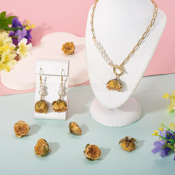 プリザーブドローズペンダント10個  バラの花のチャーム  ゴールド  25~28x22~25x20~23mm  穴：1.5mm&nbsp;KY-TA0001-59D