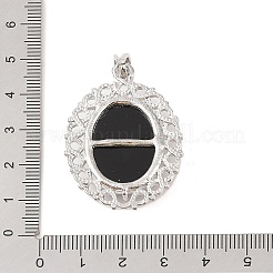 天然石オブシディアンペンダント  白金トーン合金パーツ  楕円形のチャーム  41x28.5x7.5mm  穴：7.2x4mm&nbsp;G-A226-03P-02