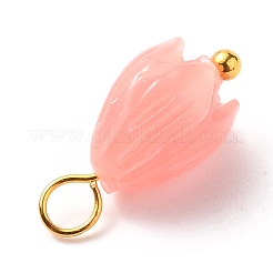 合成サンゴチャーム  金色の真鍮ボールヘッドピン付き  染め  つぼみ  ライトコーラル  13x7mm  穴：3mm&nbsp;PALLOY-JF00558-05