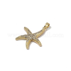 真鍮マイクロパヴェクリアキュービックジルコニアペンダント  ゴールドカラー  スター  26x24x3mm  穴：5x3mm&nbsp;KK-B138-01G-03