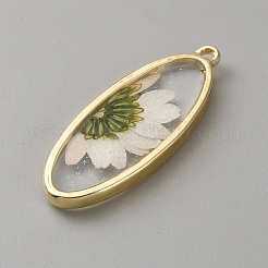 Alloy Epoxy Resin Inner Flower Pendants with Glitter Powder&nbsp;FIND-TAC0039-015G-A