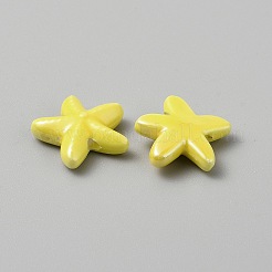 手作りの陶器ビーズ  ヒトデ  きいろ  17.5x17.5x5.5mm  穴：2mm&nbsp;PORC-TAC0010-01B