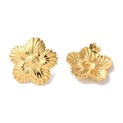 Textured Flower Ion Plating(IP) 304 Stainless Steel Stud Earrings for Women&nbsp;EJEW-L287-030G