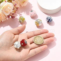 6Pcs 6 Colors Handmade Polymer Clay Rhinestone Indonesia Beads&nbsp;CLAY-YW0002-75