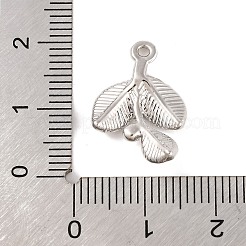 ラインストーンチャーム付き合金  葉  プラチナ  13.5x20x3.5mm  穴：1.4mm&nbsp;FIND-G081-02A-P