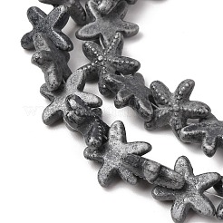 ヴィンテージの手作り磁器ビーズの連  ファンシーアンティーク施釉磁器  ヒトデ  ブラック  16.5x16x5mm  穴：1.5mm  約30個/連  12.99''（33センチメートル）&nbsp;PR-CBAA37B-03B