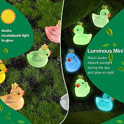 80Pcs 8 Colors Luminous Resin Crown Duck Ornaments&nbsp;RESI-SZ0003-38