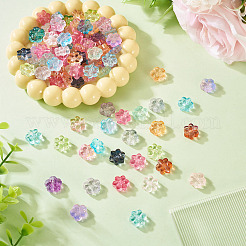 120個 2スタイル 透明 通常ガラスビーズ  花  ミックスカラー  13~13.5x12~13.5x5~6mm  穴：1~1.2mm  60個/スタイル&nbsp;GLAA-TA0003-21