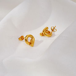 女性用304ステンレススチールスタッドピアス  ツイスト  18KGP本金メッキ  10x10mm&nbsp;MG2495
