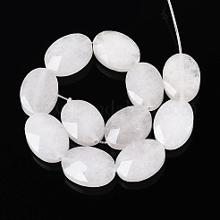 天然石クオーツクリスタルビーズ連売り  水晶  フラットオーバル  多面カット  18x13~13.5x5.5~6mm  穴：1.2mm  約11個/連  7.87インチ（20cm）&nbsp;G-S354-13x18-A10