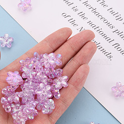 透明なアクリルビーズ  ABカラー  花  スミレ  14.5x15.5x7mm  穴：1.8mm  約657個/500g&nbsp;TACR-S154-45C-935