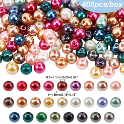 ガラスパールビーズ  ラウンド  ミックスカラー  4~4.5mm  穴：0.7~1.1mm&nbsp;HY-PH0008-4mm-01M