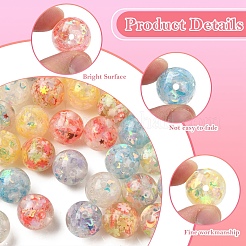 14Pcs 7 Colors Transparent Resin with Paillette Beads&nbsp;RESI-YW0006-12