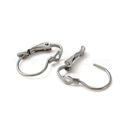 316サージカルステンレススチールフレンチフックピアス金具  垂直ループ付き  ステンレス鋼色  17x12x2.5mm  穴：1.5mm  ピン：0.7mm&nbsp;STAS-WH0022-73A