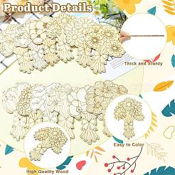 24Pcs 12 Styles Unfinished Wood Bouquet Cutouts&nbsp;WOOD-CJC0008-04-1