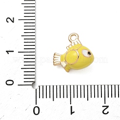 合金エナメルチャーム  ゴールドカラー  魚  12x12x7mm  穴：1.4mm&nbsp;ENAM-F156-06G-01