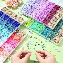 DIY ディスク ポリマー クレイ & CCB プラスチック ビーズ ジュエリー メイキング ファインディング キット  混合図形  ピンク  6~8x6~8x0.5~3mm  穴：1.4~2mm&nbsp;DIY-YW0010-54A