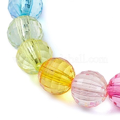 7.5mmファセットラウンド透明アクリルビーズストレッチブレスレット  女性用レインボーカラーブレスレット  カラフル  内径：2インチ（5.2cm）  7.5mm&nbsp;BJEW-JB10249-01