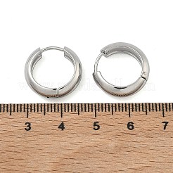 201 ステンレススチールフープピアス  304ステンレスピン付き  PVD真空メッキ  長持ちメッキ  リング形状  ステンレス鋼色  17x5mm&nbsp;EJEW-D354-21P-02