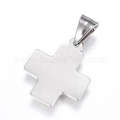 変色しにくい304ステンレススチールペンダント  クロス  ステンレス鋼色  25x21x3mm  穴：8x5mm&nbsp;STAS-H329-87P