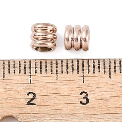 イオンプレーティング（IP）304ステンレスビーズ  溝付き柱  ローズゴールド  4.5x5mm  穴：3mm&nbsp;STAS-WH0055-05RG