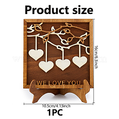 Wooden Family Tree With Heart Tag Sign&nbsp;AJEW-WH0609-088