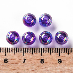 透明なアクリルビーズ  ABカラーメッキ  ラウンド  青紫色  8x7mm  穴：2mm  約1745個/500g&nbsp;MACR-S370-B8mm-747