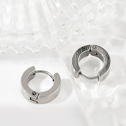 201ステンレスフープピアス  316サージカルステンレスピン付き  ステンレス鋼色  12.5~13.5x4mm&nbsp;EJEW-C131-05P