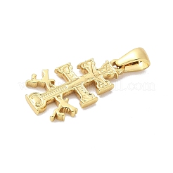 304ステンレスペンダント  カラバカ十字架  ゴールドカラー  23.5x13x2mm  穴：6x3mm&nbsp;LS-STAS-H231-02B-G