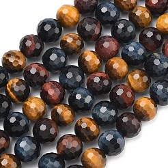 Three-Color Natural Tiger Eye Beads Strands&nbsp;G-L642-F08-10mm