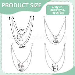 8Pcs 4 Styles Moon Sun Bullet 304 Stainless Steel & Brass & Alloy Shoes Chains&nbsp;HJEW-GO00203