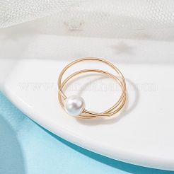 Brass Wire Wrap Criss Cross Finger Ring&nbsp;RJEW-TA00090