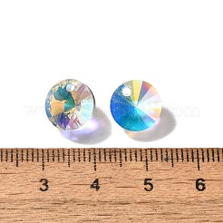ガラスチャーム  フラットラウンド  ABカラー  多面カット  クリアAB  10x5.5mm  穴：1.5mm&nbsp;GLAA-I057-08A