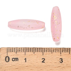 艶消しガラスビーズ  ライス  金箔  パールピンク  21.5x6.5mm  穴：1.4mm  約915個/1000g&nbsp;FGLA-L001-001C
