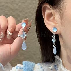 Alloy & Glass Teardrop Stud Earrings&nbsp;WGA7598-01