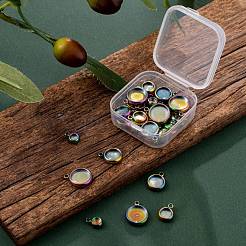 40Pcs 4 Style Ion Plating(IP) 304 Stainless Steel Pendant Cabochon Settings&nbsp;STAS-LS0001-56MC