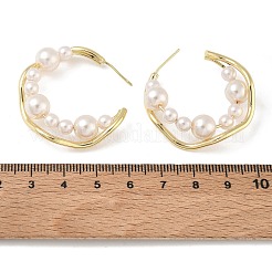 Brass with Plastic Pearls Stud Earrings&nbsp;KK-CBAD851-23G