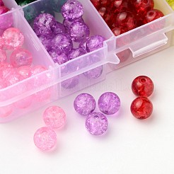 Spray Painted Transparent Crackle Glass Beads Strands&nbsp;CCG-X0002-B