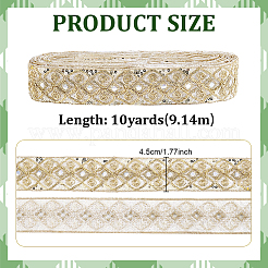 民族刺繍ポリエステルスパンコールトリムリボン  ホワイト  1-3/4インチ（45mm）&nbsp;OCOR-WH0070-136D