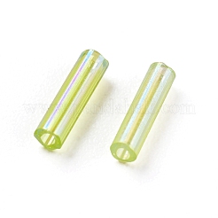 ガラス竹ビーズ  透明色の虹  緑黄  6.5~7x2mm  穴：0.8mm  約50000個/ポンド&nbsp;SEED-L010-02B-164