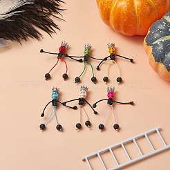 6 個 6 色染色合成ターコイズハロウィンキングスカルビッグペンダント  天然溶岩石を使用した手作りのロープ腕と脚のチャーム  ミックスカラー  61x54x10mm  穴：2.5mm  1pc /カラー&nbsp;PALLOY-TA00028