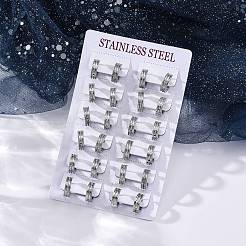 サンドフラッシュ 304 ステンレススチール フープピアス 女性用  ラウンド  ステンレス鋼色  13x4mm&nbsp;EJEW-M001-22P