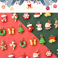 24Pcs 12 Styles Christmas Theme Opaque Resin Pendants&nbsp;RESI-FS0001-86A