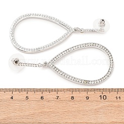 合金とクリスタルのラインストーンのダングルスタッドピアス  プラチナ  ティアドロップ  67x32mm&nbsp;EJEW-G467-01P-02