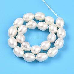 天然養殖淡水パールビーズ連売り  ライス  乳白色  7.5~10x6.8~7.5mm  穴：0.5mm  約43~44個/連  15.35~15.55''（39~39.5センチメートル）&nbsp;PEAR-N012-07V